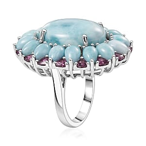 D'Joy Larimar Ring 925 Silber Rhodiniert (Größe 20.00) ca. 26,00 ct