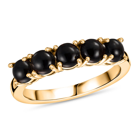 EVER TRUE AA Natürlicher Schwarzer Obsidian Ring Nickelfreies Messing (Größe 19.00) ca. 1.25 ct