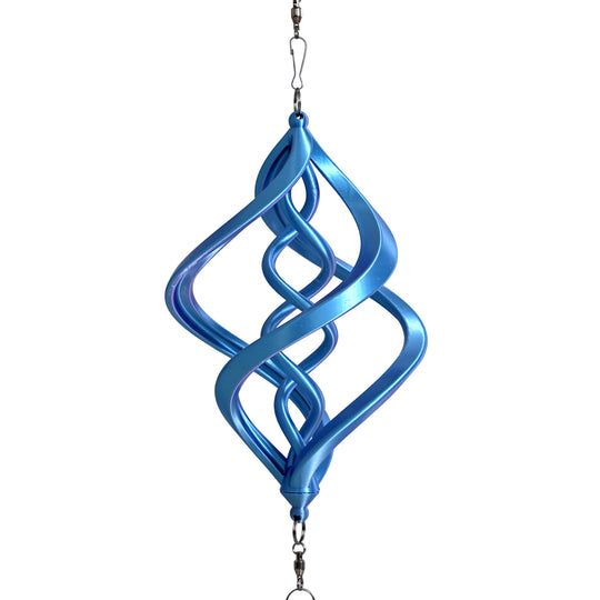 3D Windspiel, Aluminium, 10.3 x 10.3 x 61 cm, Blau