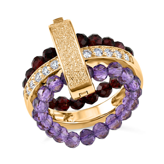 EVER TRUE Roter Granat, Afrikanischer Amethyst Ring Nickelfreies Messing (Größe 19.00)