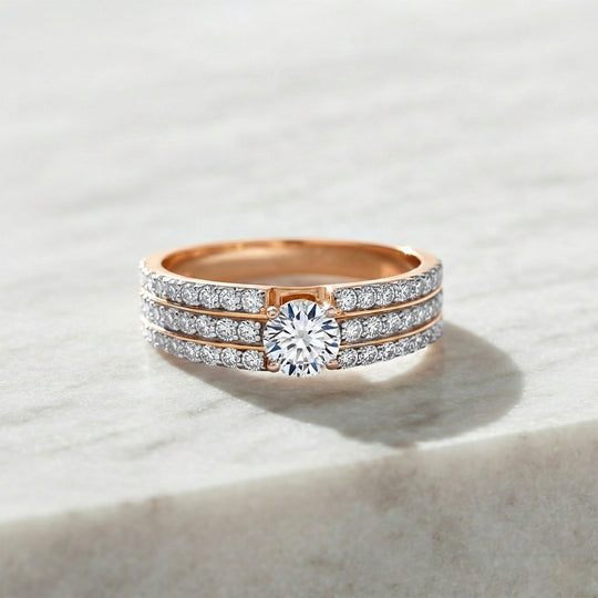 LUXURIANT DIAMOND - Lab Grown Diamant SI-GH SGL zertifiziert Ring 925 Silber 750 Roségold Vermeil (Größe 18.00) ca. 1.00 ct