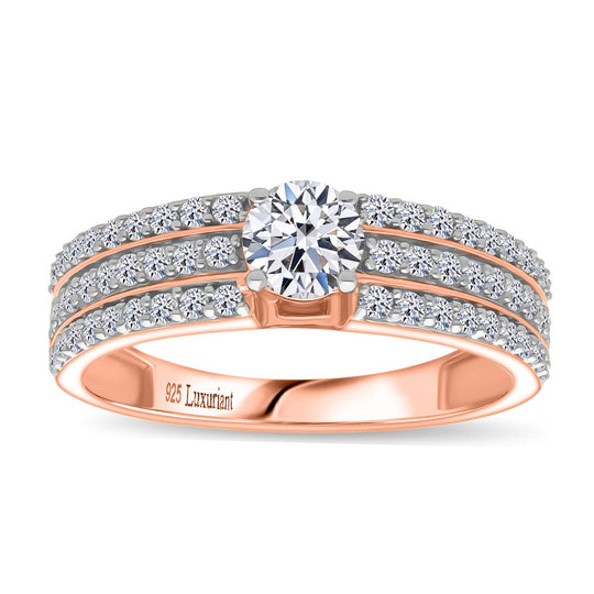 LUXURIANT DIAMOND - Lab Grown Diamant SI-GH SGL zertifiziert Ring 925 Silber 750 Roségold Vermeil (Größe 18.00) ca. 1.00 ct