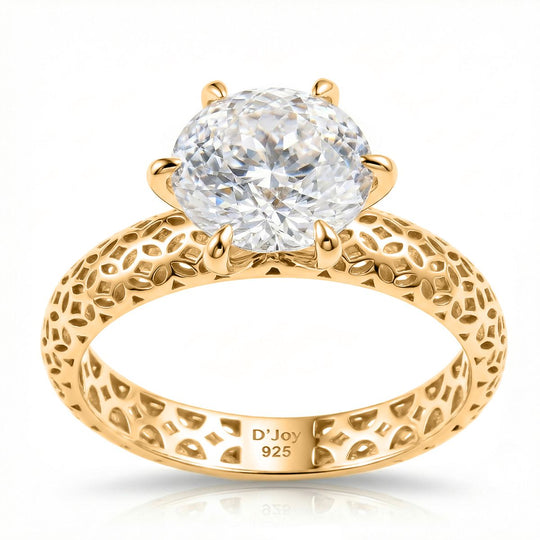D'Joy Moissanit Ring 925 Silber 750 Gelbgold Vermeil (Größe 18.00) ca. 2,23 ct