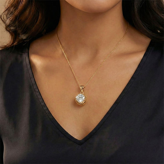 D'Joy Moissanit Anhänger 925 Silber 750 Gelbgold Vermeil ca. 2.23 ct