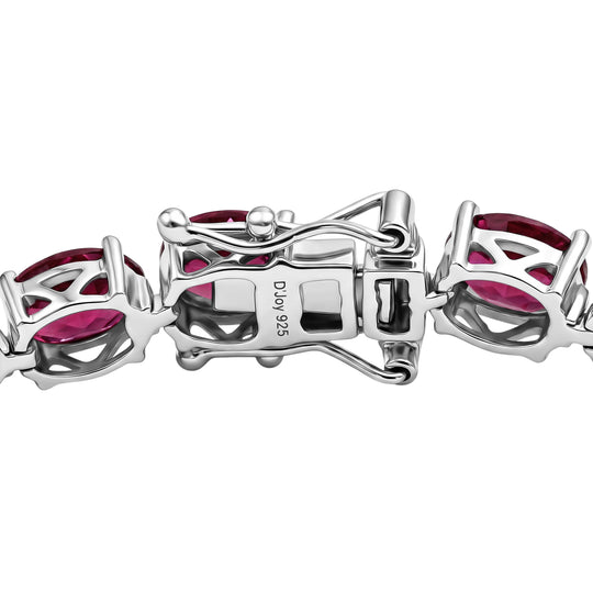 D'Joy AA Natürlicher Rhodolith Granat Armband ca. 20 cm 925 Silber rhodiniert ca. 26,55 ct.