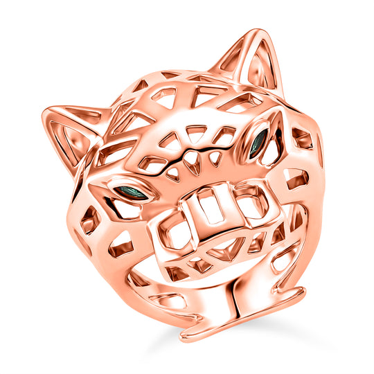 Grüner Zirkonia Ring Nickelfreies Messing, rosévergoldet (Größe 19.75)