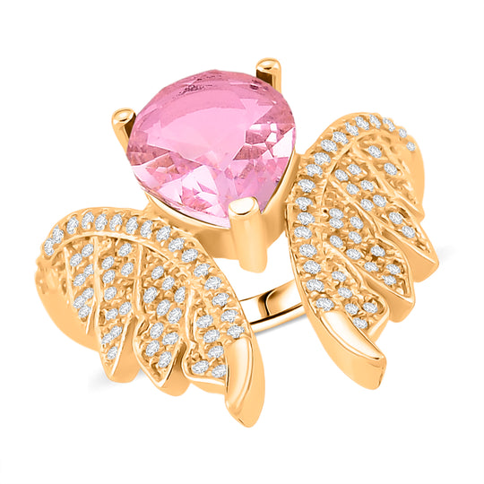 Rosa Zirkonia, Weißer Zirkonia Ring Nickelfreies Messing (Größe 17.75)