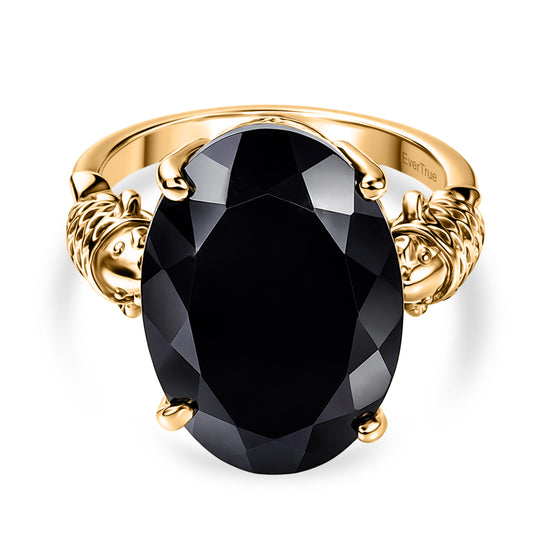 EVER TRUE AA Natürlicher Schwarzer Obsidian Ring mit Koi-Fisch Nickelfreies Messing (Größe 18.00) ca. 10.83 ct