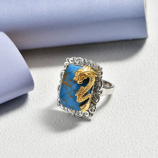 EVER TRUE AA Blauer Mojave Türkis Ring Nickelfreies Messing (Größe 18.00) ca. 11,80 ct