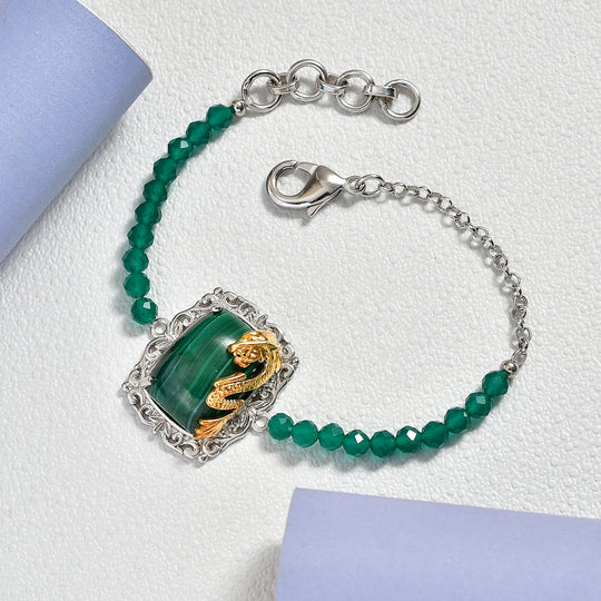 EVER TRUE AA Malachit, Verde Onyx Armband ca. 19 cm Nickelfreies Messing ca. 32,00 ct.