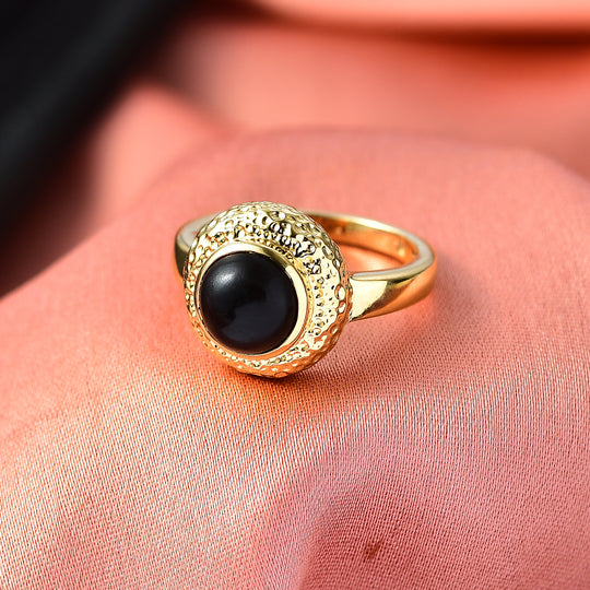 EVER TRUE AA Natürlicher Schwarzer Obsidian Ring Nickelfreies Messing (Größe 20.00) ca. 1.82 ct