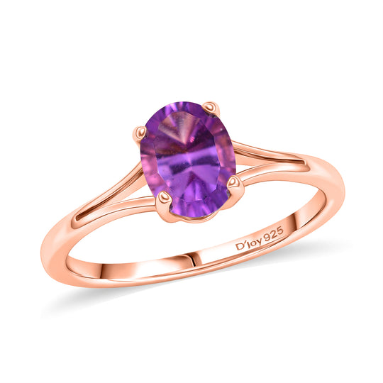 D'Joy - Rosenessenz AAA Rose De France Amethyst Ring 925 Silber 750 rosévergoldet (Größe 21.00) ca. 1.19 ct