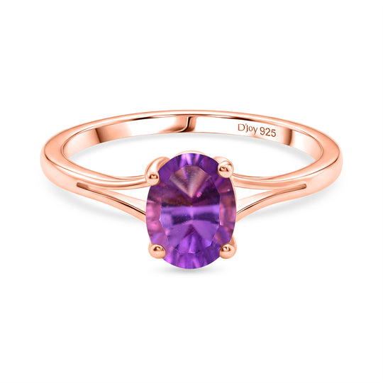 D'Joy - Rosenessenz AAA Rose De France Amethyst Ring 925 Silber 750 rosévergoldet (Größe 21.00) ca. 1.19 ct