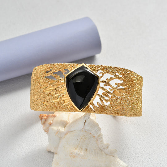 EVER TRUE AA Natürlich Schwarzer Obsidian Armreif ca. 19 cm Nickelfreies Messing ca. 24.82 ct