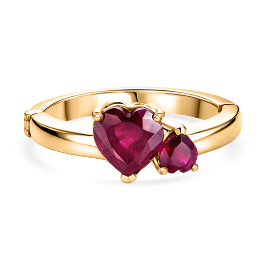 D'Joy - Liebesversprechen Afrikanischer Rubin (Fissure gefüllt) Ring 925 Silber 750 Gelbgold Vermeil (Größe 19.00) ca. 2.05 ct