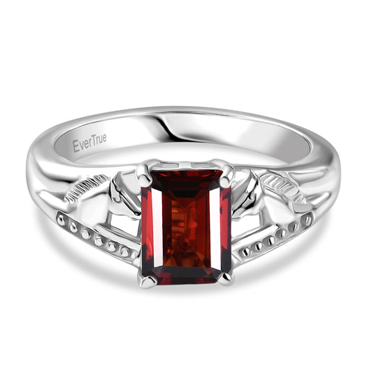 EVER TRUE Roter Granat Ring Nickelfreies Messing (Größe 18.00) ca. 1,90 ct