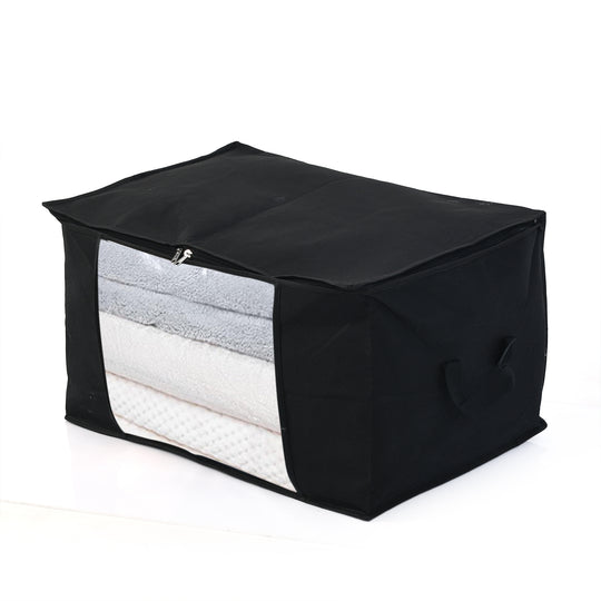 LIVMORE 5er-Set Aufbewahrungs-Organizer aus Vliesstoff mit Sichtfenster, je 84L gesamt 420L, 35x 60x40cm, Beige