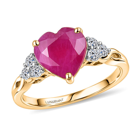 LUXURIANT 2,71 ct. AAA burmesischer Rubin und Labor Diamant Ring in 417 Gold