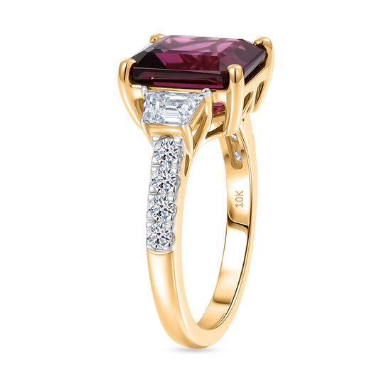 LUXURIANT (10-16 Werktage Lieferzeit) 4,25 ct. AAA Malawi Magenta Granat und Labor Diamant Ring in 417 Gold