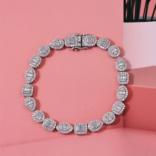 Moissanit Armband ca. 19 cm 925 Silber rhodiniert