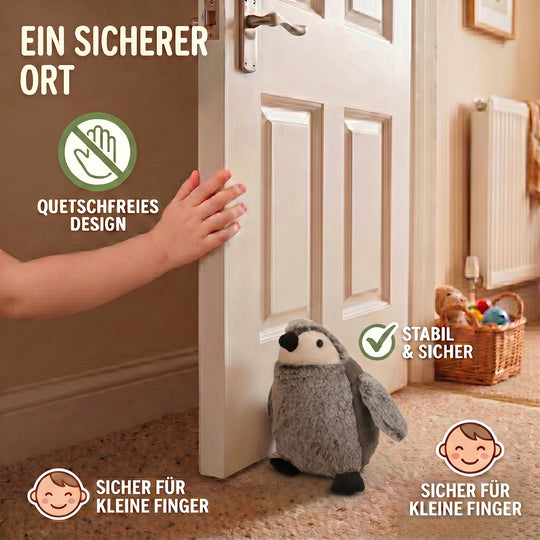 LIVMORE Pinguin Türstopper, Polyester mit Sandfüllung, 1 kg, 16 x 20 x 15 cm, Grau