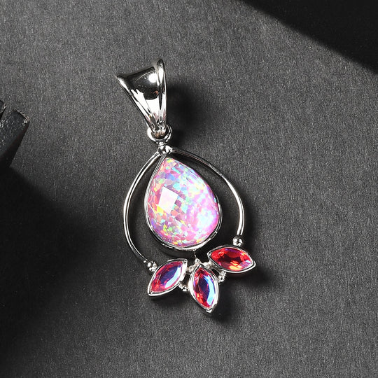 Sajen Silber-Opal Dublett, Mystischer Quarz des Regenbogenvulkans Anhänger 925 Silber rhodiniert ca. 4.20 ct