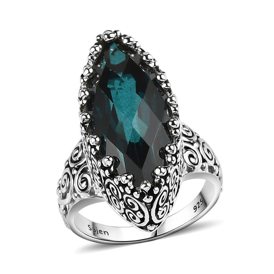 Sajen Silber - Himmlischer Quarz Ring 925 Silber rhodiniert (Größe 19.00) ca. 11.90 ct