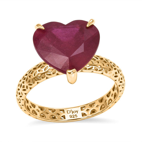 D'Joy AAA Afrikanischer Rubin (Fissure gefüllt) Ring 925 Silber 750 Gelbgold Vermeil (Größe 21.00) ca. 8,50 ct