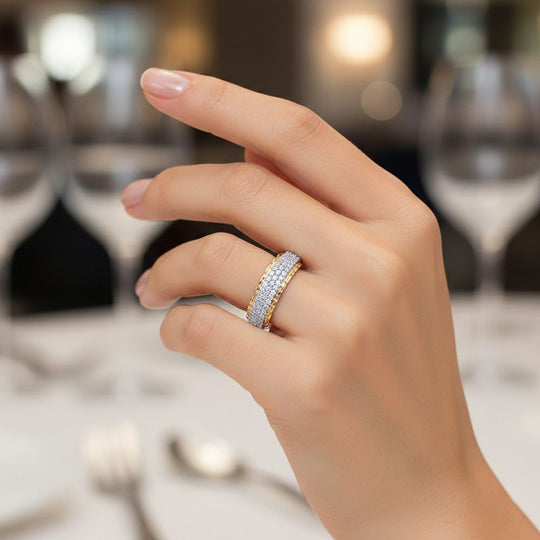 LUXURIANT DIAMOND - Lab Grown Diamant SI-GH Ring 925 Silber Rhodiniert und 750 Gelbgold Vermeil ca. 0,50 ct
