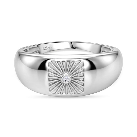 GP - Weißer Diamant, Kanchanaburi Blauer Saphir Ring 925 Silber rhodiniert (Größe 23.00)