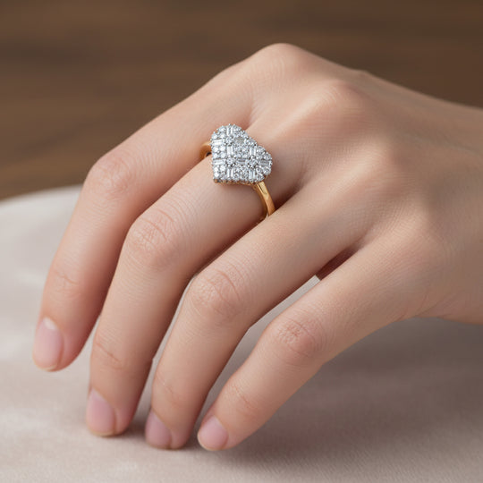 LUXURIANT DIAMOND - Lab Grown Diamant SI-GH Ring 925 Silber 750 Gelbgold vermeil (Größe 18.00) ca. 0.23 ct