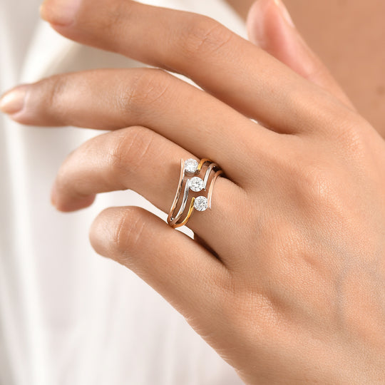EVER TRUE Moissanit Ring Nickelfreies Messing, Dreifarbig, (Größe 17.00) ca. 0,71 ct
