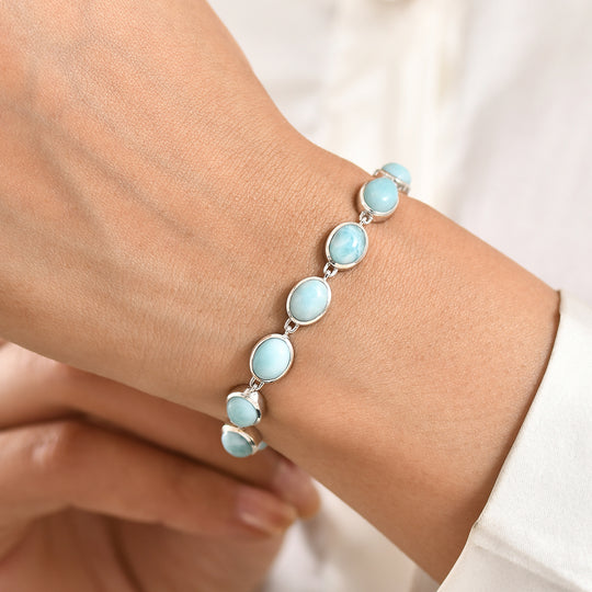 D'Joy Larimar Armband ca. 20 cm 925 Silber rhodiniert ca. 23,49 ct.