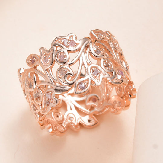 D'Joy Rosa Diamant Ring 925 Silber 750 Roségold vermeil (Größe 20.00) ca. 0.36 ct