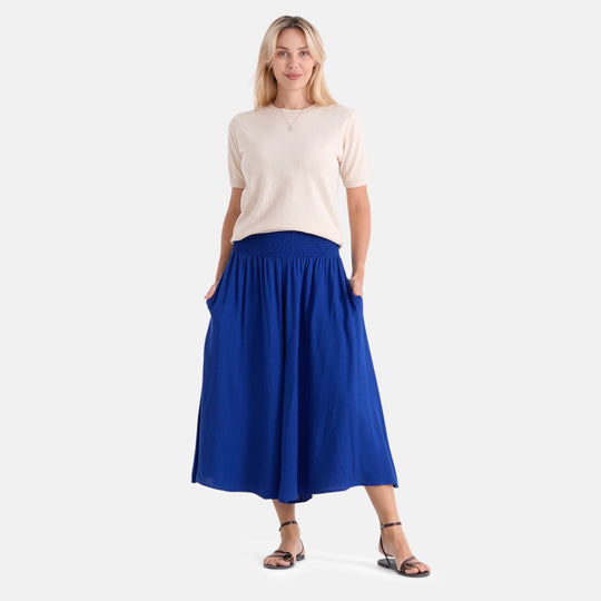 LA MAREY Palazzo Culotte aus Viskose, One Size EU 36-44, Beige