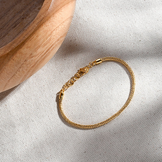 Royal Bali - D'Joy Tulang Naga Armband ca. 19 cm - 20 cm, 925 Silber 916 Gelbgold Vermeil ca. 7,55g