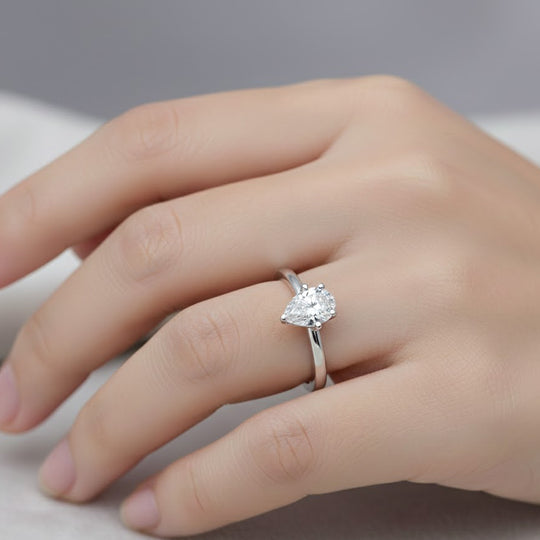 LUXURIANT DIAMOND - Lab Grown Diamant (Tropfen) VS-EF SGL zertifiziert Ring 925 Silber rhodiniert (Größe 17.00) ca. 1.00 ct