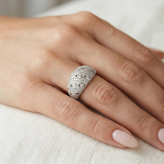 Weißer Zirkonia Ring Nickelfreies Messing, Silbefarben, (Größe 20.00) 2.00 ct