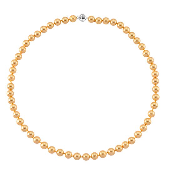 Goldene Muschelkernperle (9-11 mm) Halskette ca. 60 cm 316L Edelstahl