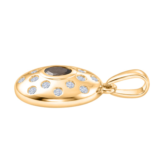 D'Joy AA Natürlicher goldener Tansanit, Weißer Zirkon Anhänger 925 Silber 750 Gelb Vergoldet ca. 0.66 ct