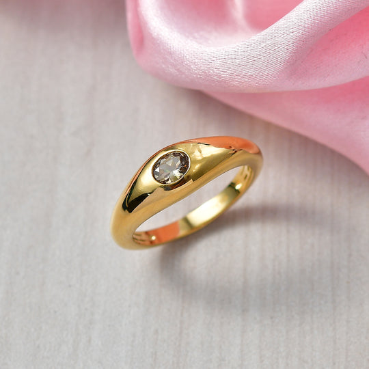D'Joy AA Natürlicher goldener Tansanit Ring 925 Silber 750 Vergoldet (Größe 20.00) ca. 0.29 ct