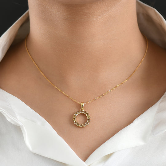 D'Joy AA Natürlicher goldener Tansanit Anhänger 925 Silber 750 Gelb Vergoldet ca. 1.26 ct
