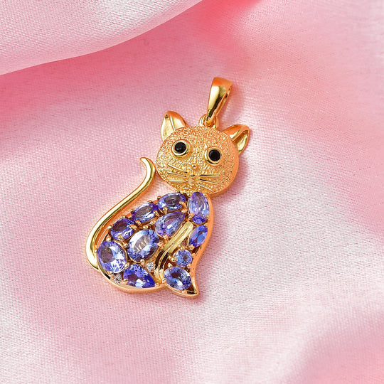 D'Joy Tansanit Anhänger 925 Silber 750 Gelbgold Vermeil ca. 2,25 ct.