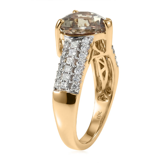 LUXURIANT (10-16 Werktage Lieferzeit) 3,50 ct. AAA Turkizit und Labor Diamant Ring in 417 Gold