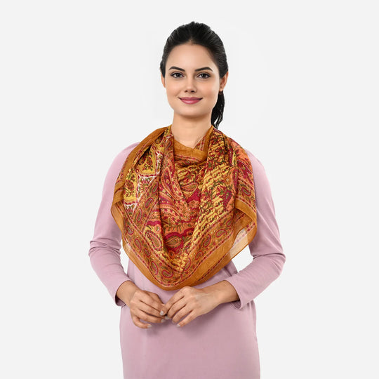LA MAREY Seidenschal 100% Seide 50 x 170 cm Gelb