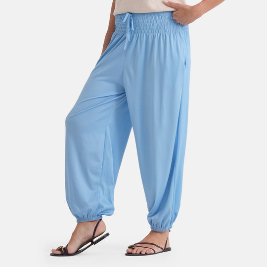 LA MAREY Jersey Komforthose mit Smokbund, Einheitsgröße, passend ca. für EU 34-40, Himmelblau