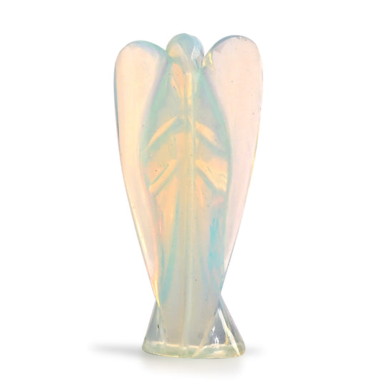 LIVMORE Handgeschnitzte Schutzengel Figur Opalit ca. 7,62 cm Hellblau