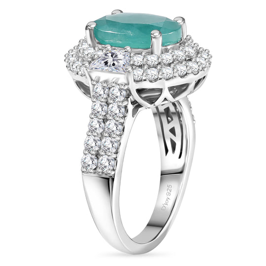 D'Joy AA Grandidierit, Moissanit Ring 925 Silber Rhodiniert (Größe 18.00) (10-16 Werktage Lieferzeit) ca. 4,30 ct