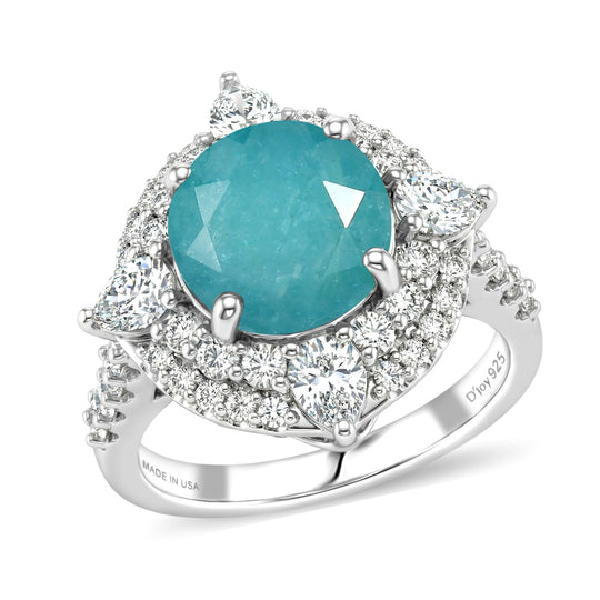 D'Joy AA Grandidierit, Moissanit Ring 925 Silber Rhodiniert (Größe 16.50) (10-16 Werktage Lieferzeit) ca. 4,42 ct