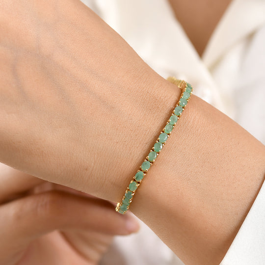 D'Joy AA Socoto Smaragd Armband ca. 18 cm 925 Silber 750 Gelbgold Vermeil ca. 5,80 ct.
